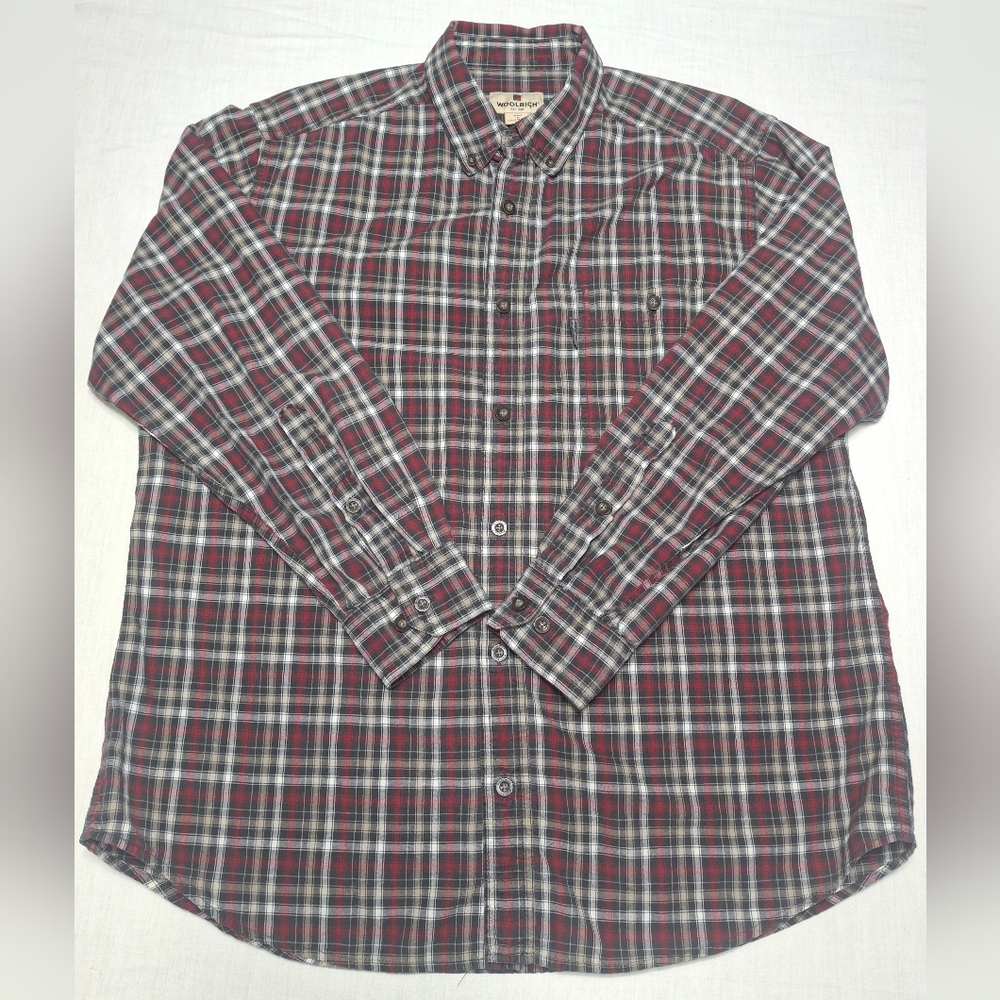 Woolrich Men's Large Classic Red and Black Plaid Shirt Vintage